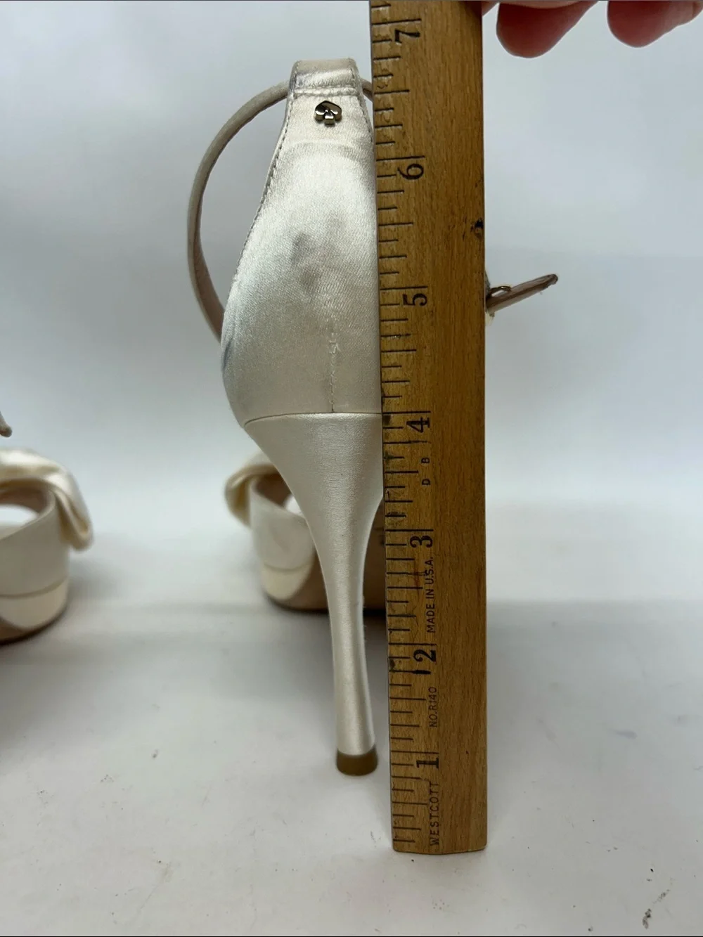 kate spade Ivory Satin Knot Ankle-Strap Heels 7b